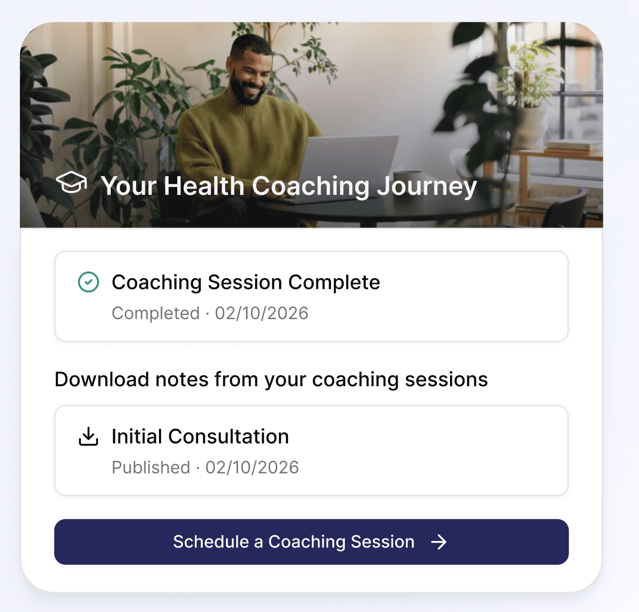 Coaching session interface showing personalized guidance
